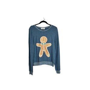𝅺dream Scene wildfox blue Gingerbread pullover Sweater new